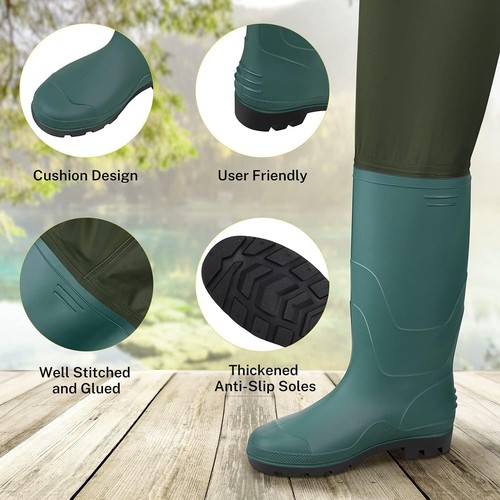 Waterproof Chest Waders for Men Women, Fishing & Hunting, Green 8-13 - Picture 3 of 6