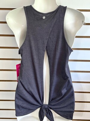 Women's Top Exercise Workout Jogging Dark Gray Tie Back Size XS NWT
