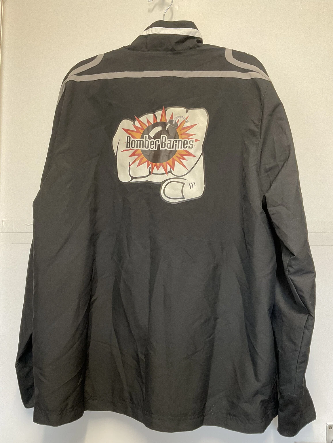 Jako Black Raincoat HTF “Bomber Barnes” UK M Reflective Stripes **READ DESCR**