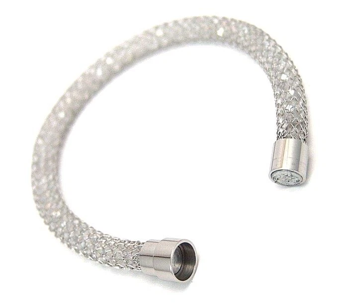 Pulseira de malha de aço cirúrgico contas facetadas transparentes fecho magnético 8 polegadas - Imagem 2 de 2