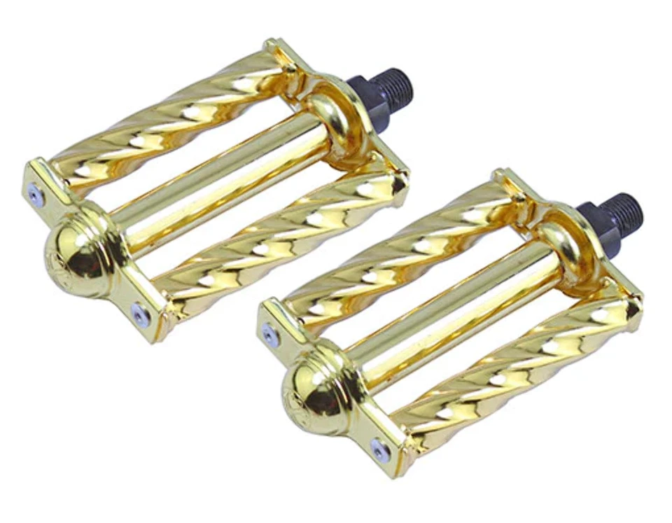 Square Twisted Pedals 1/2" Gold