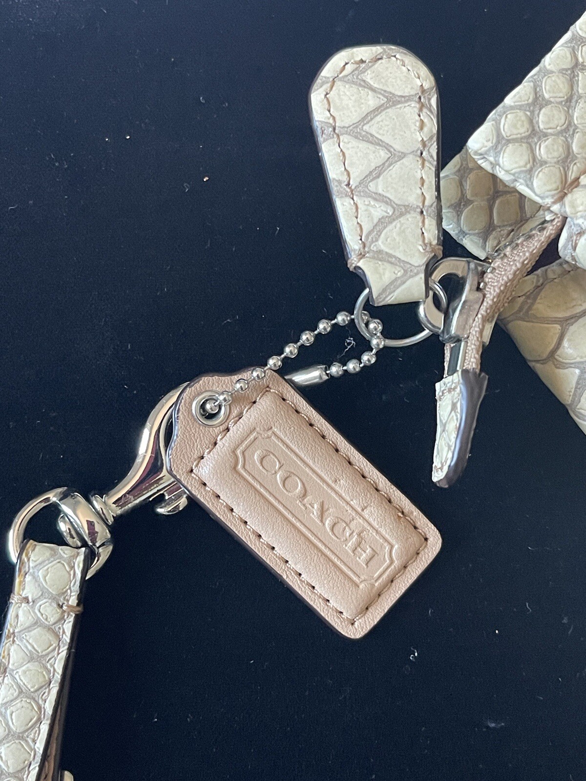 COACH Beige Leather Python Stamped Medium Clutch … - image 5