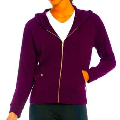 Calvin Klein Women Waffle Knit Zip Front Hoodie Kangaroo