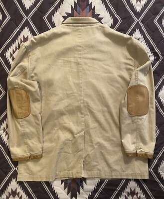 Vtg Orvis Men's Fly Fishing Jacket XL Canvas w/Leather Trim Blazer