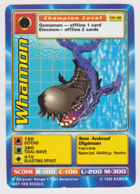 Whamon - CP-30 Cereal Promo - Digimon 1999 Bandai - NM