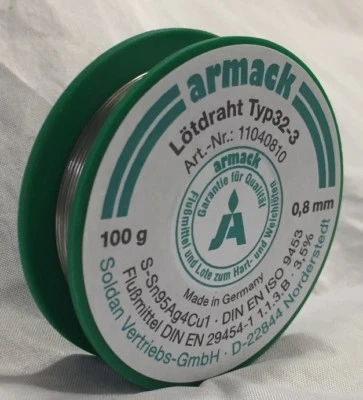 Lötdraht Typ32-3 armack Lötzinn 100 g ø0,8mm Sn95,5Ag3,8Cu0,7 - Bild 1 von 3