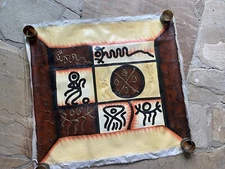 Vintage Haitian Paintings Caribbean Folk Art Acrylic Canvas Abstract