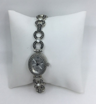 Vintage LA Express Rhinestone Marcasite Ladies Quartz Watch 