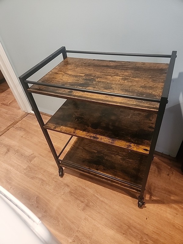Industrial Bar Cart on Wheels ++PLUS++SIX  WINE GLASSES LOCAL PICKUP IN NJ