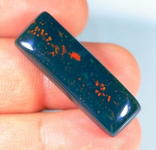 NATURAL RED DOTS GREEN BLOODSTONE JASPER RECTANGLE ROUND CABOCHON GEMSTONE FT- - Picture 9 of 17