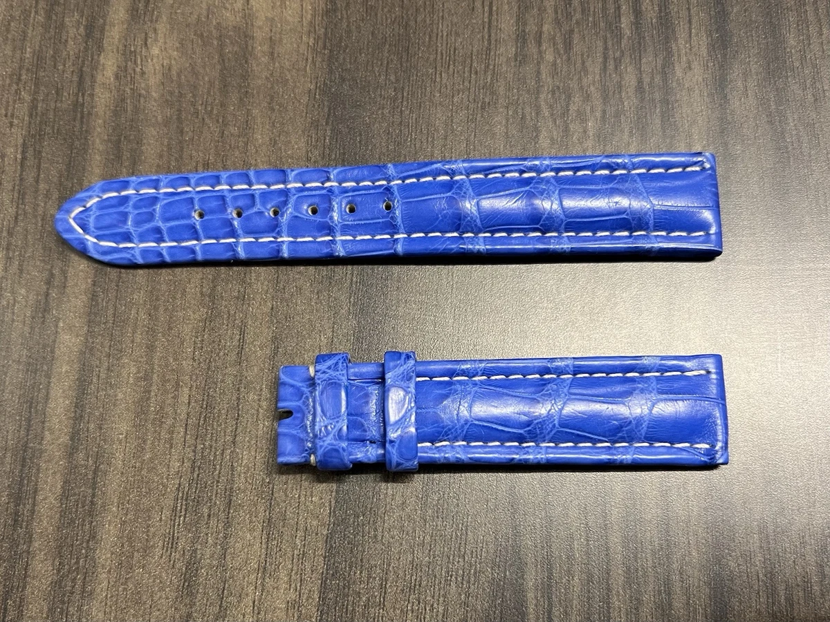 Authentic BREITLING Blue Leather 18x16 115/75 Two-Piece STRAP - OC