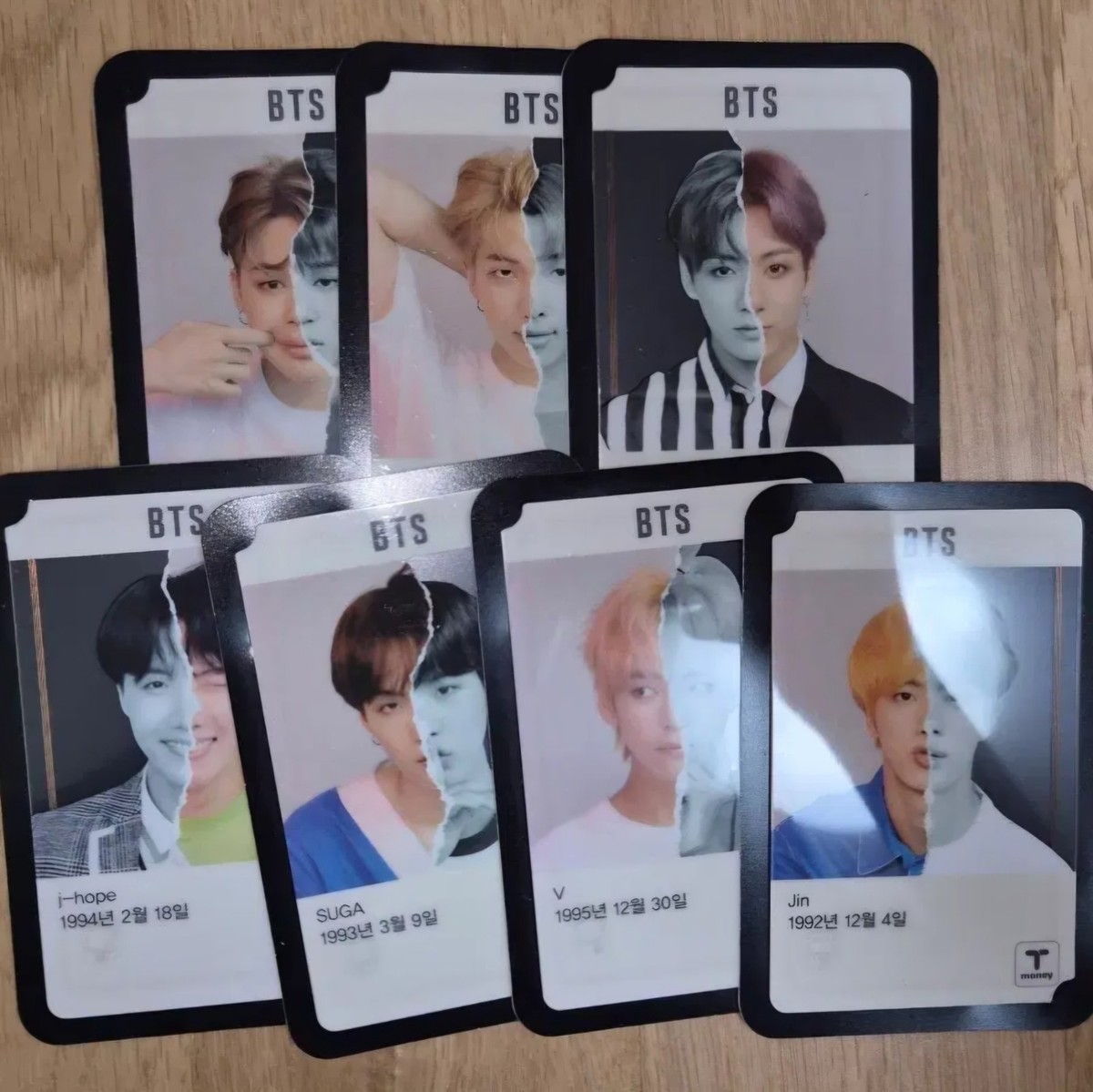 limited edition cash card BTS 2019 T-Money Card 7 Members FULL SET Limited Edition Transparent  Official