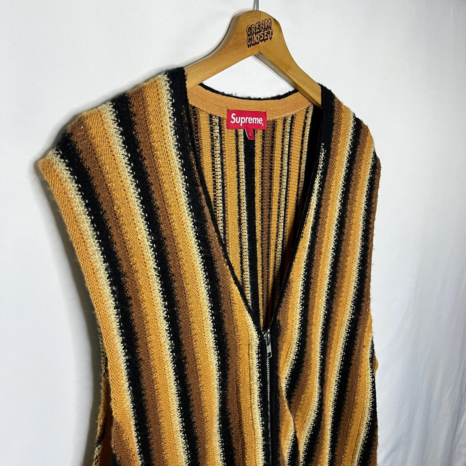 SS21 2021 Supreme NYC Stripe Knit Sweater Vest in Brown L image 2