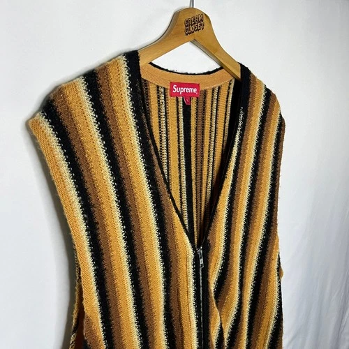 SS21 2021 Supreme NYC Stripe Knit Sweater Vest in Brown L image 2