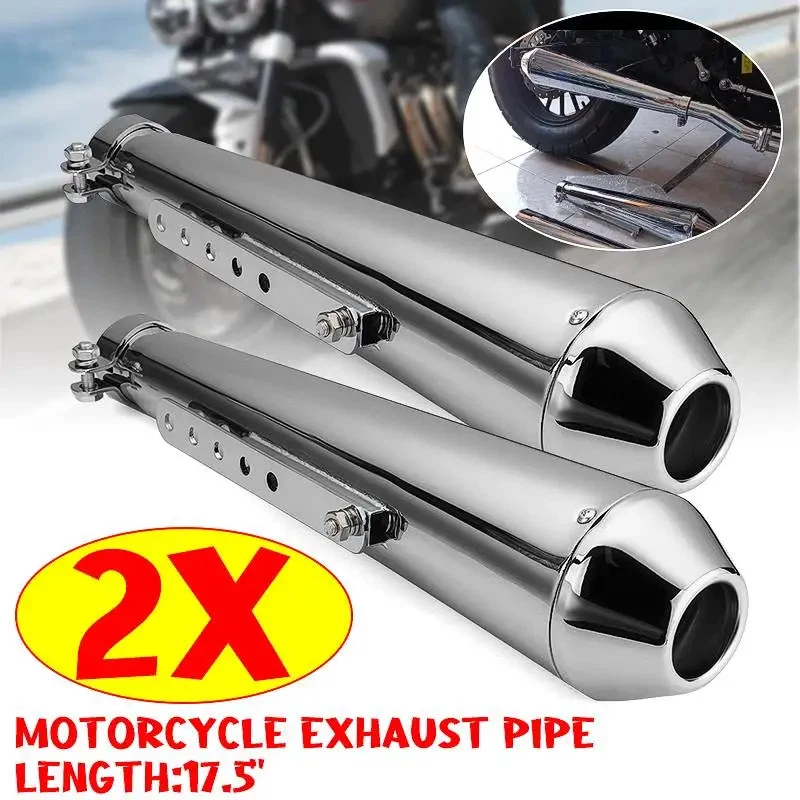 2pcs Universal Motorcycle Exhaust Pipe Muffler Silencer Fits for Suzuki Harley * - Image 3 of 4