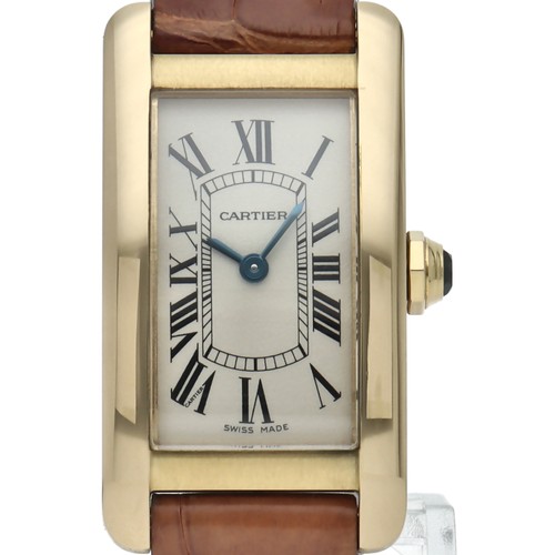 Cartier Tank American W2601556 Yellow Gold 19mm Silver Dial Qu...
