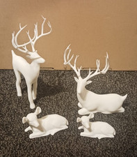 4 x Christmas deer Standing Seated Baby deer Decoration White Reindeer Figurine