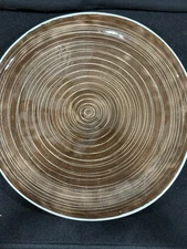 Brown Ceramic Spiral Design Appetizer Plate
