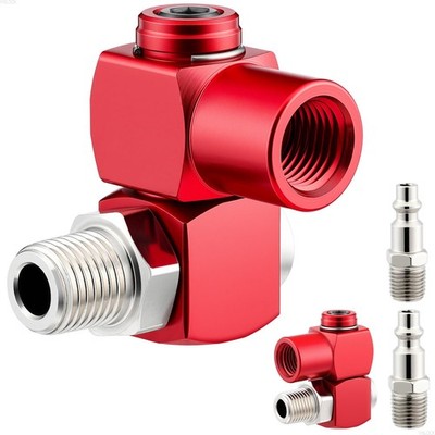 2 PCS Red 1/4 NPT 360 Degree Swivel Air Hose Fittings Tool Quick Connect