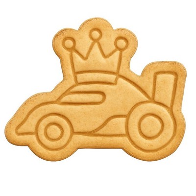 Race Car with Birthday Crown Cookie Cutter & Stamp, Fondant & Clay - 4x3.2''