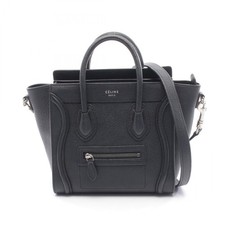 CELINE Luggage Nano Shopper tracolla borsa a mano in pelle nera usata donna