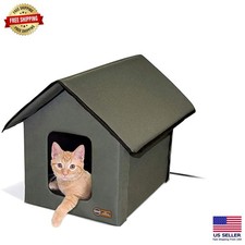 Heated Outdoor Cat House - Weatherproof Insulated Shelter for Feral Cats