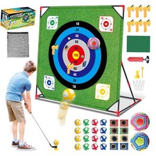 Golf Chipping Game with Stand, 4 in 1 Battle Golf Game with Putting Mat, 16 S...
