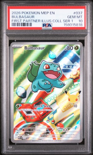 2026 POKEMON MEP FIRST PARTNER ILLUSTRATION COLLECTION #037 BULBASAUR PSA 10