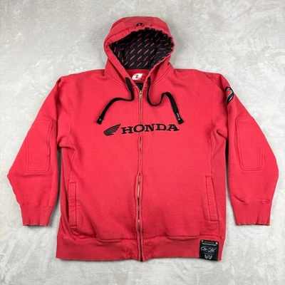 Honda One Industries Hoodie Mens XL Red Embroidered Racing Moto Streetwear Y2K - Photo 1/4