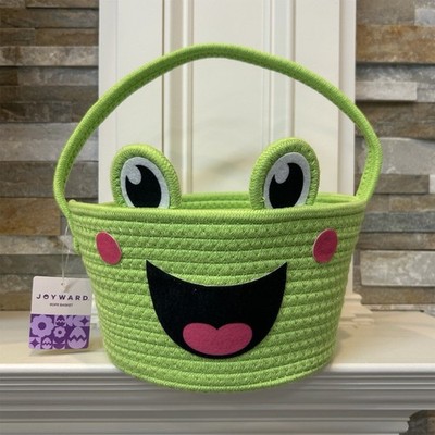 Joyward Frog Face Rope Basket Animal Theme Green 5.5 in Decorative Home Décor