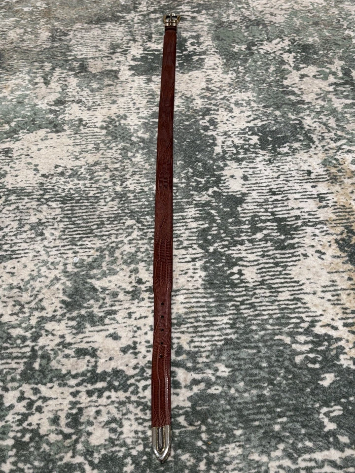 JOHNSTON MURPHY MARRÓN TEXTURA LAGARTO CUERO 1.25 CINTURÓN HEBILLA WESTERN PUNTA 36 Foto 2 de 4