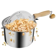 Great Northern Stovetop Popcorn Popper 6.5 qt Stainless Steel Campfire Silver