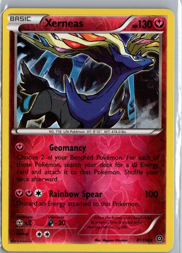 Xerneas 81/114 Rare Steam Siege Pokemon Reverse Holo Near Mint