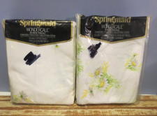 Vintage Springmaid Wondercale Floral Daisy Full Size Flat  Fitted Sheets - New