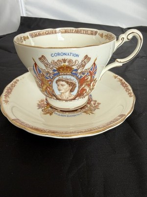 Vintage Queen Elizabeth ll Coronation Tea Cup & Saucer 1953 Bone China England