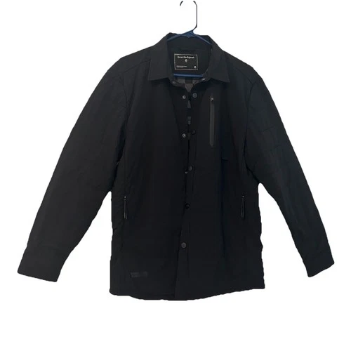 Bearded Goat Shirt Jacket Black Light Puffer Snap Insulated - Men's Medium - product listing photo