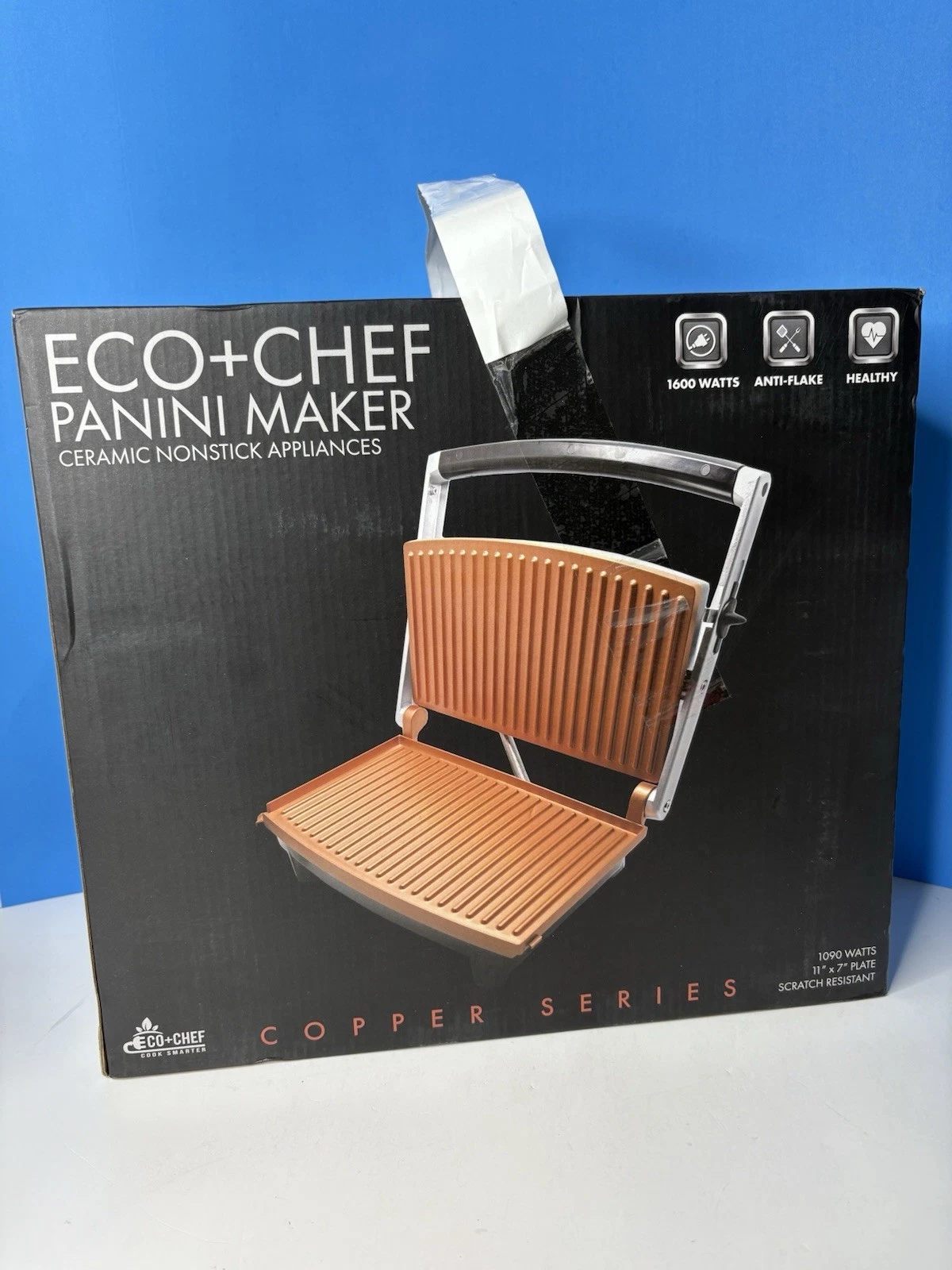Eco+Chef Panini Maker Grill, 1090 Watt Non-Stick Model EC-CEPM New