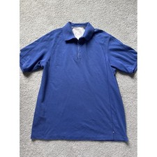 Tommy Bahama Mens Blue Short Sleeve Polo Shirt Large Cotton Blend Palm Dessert