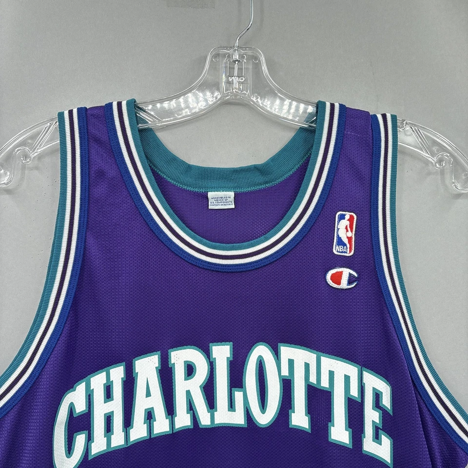 Vintage Charlotte Hornets Jersey Mens 44 NBA Basketball Mourning Champion 90s - Image 2 of 4