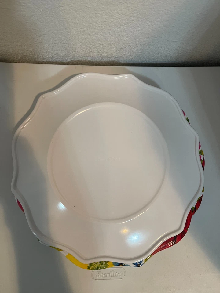 Pier 1 One Imports Floral Birds Melamine Dinner 11” Plate 5 Scallop Edge Vibrant - Image 2 of 4