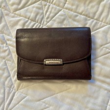 Vintage Fossil 1954 Trifold Wallet Women s Brown Leather Zipper Coin Purse