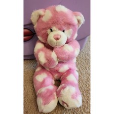 Build-A-Bear Workshop Pink White Heart Teddy Bear Plush Stuffed Animal Love