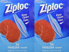 Ziploc Freezer Bags, Quart Size, 54-Count, 2-Pack - Durable  Reliable