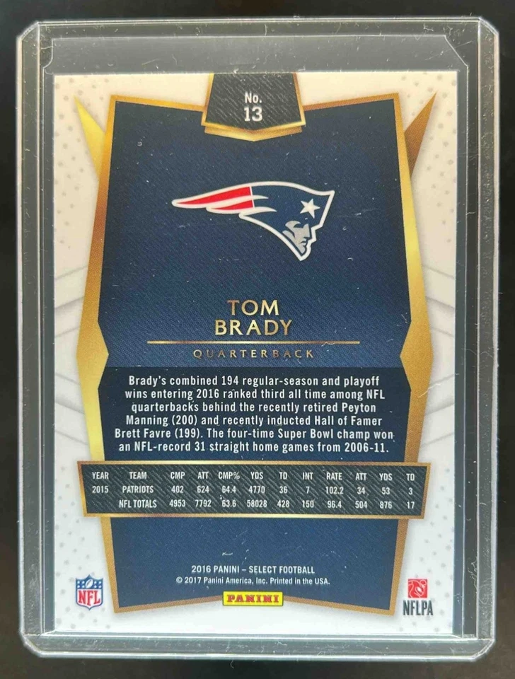 2016 Select Tom Brady Prizm Concourse #13 Patriots - Image 2 of 2