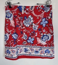 Talbots Canvas A-Line Skirt Vibrant Red Climbing Floral Cotton Blend Size 8P NWT