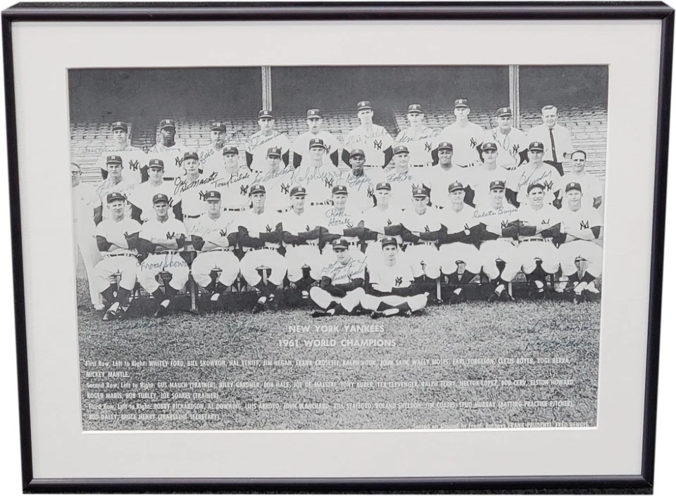 1961 New York Yankees Framed 11x14 Photo Multi Signed Skowron Richardson ++ JSA