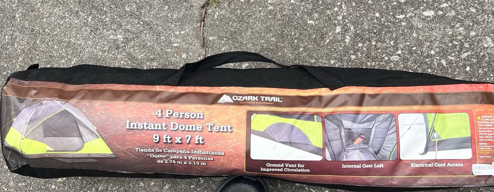 Ozark Trail Instant Camping Tent 4 Person 9x7 Dome Model 30004 Easy 30 Sec Setup