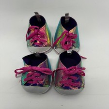 Build A Bear BAB Iridescent Rainbow Sneakers Shoes Plush Stuffed Animal lot of 4