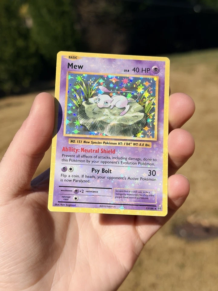 Mew 53/108 🩸 HEAVY HOLO BLEED 🩸 LP Pokemon XY Evolutions - Image 3 of 4