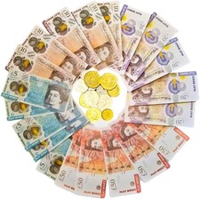 Play Money Notes and Coins For Kids - UK Pounds Realistic Pretend Money Coins Fo